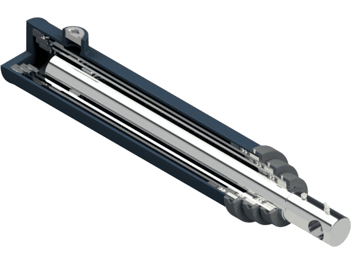 3d rendered telescopic hydraulic cylinder