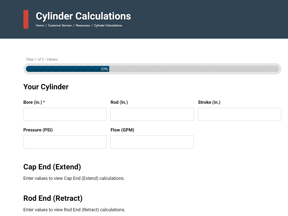 Hydraulic Cylinder Calculators Custom Cylinder Formulas