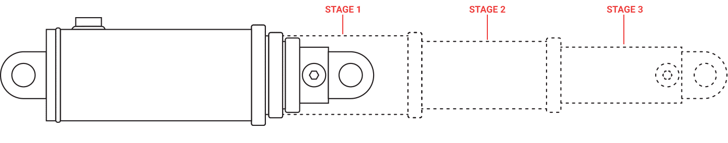 3 Stage Double-Acting Telescopic