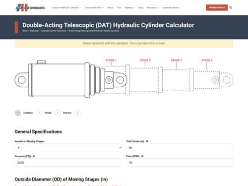 Double-Acting Telescopic (DAT) Hydraulic Cylinder Calculator