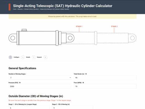 Single-Acting Telescopic (SAT) Hydraulic Cylinder Calculator