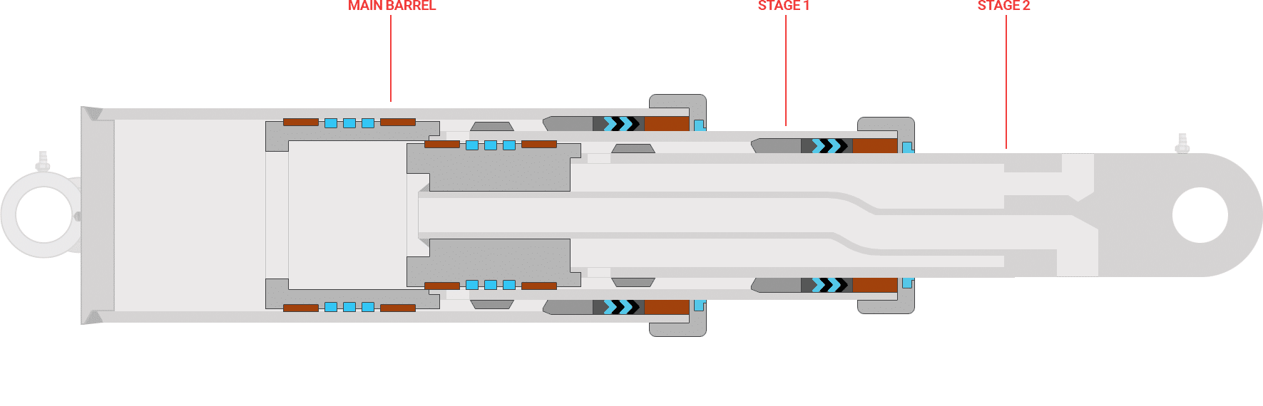 2 Stage Double-Acting Telescopic